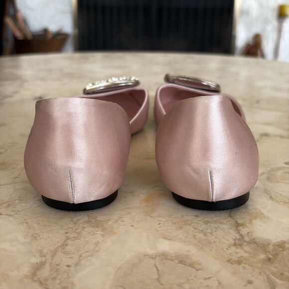 Crystal Buckle Ballerina Pink Satin Flats - Picture 9 of 12